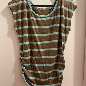 Gold and teal striped One Clothing top